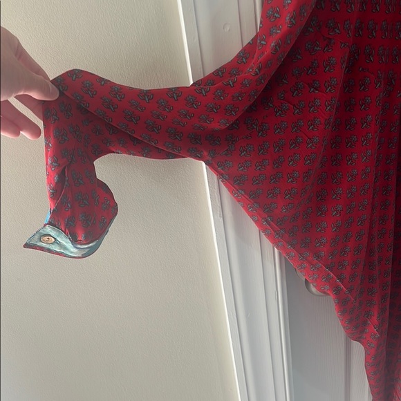 Red Patterned Button-Up Blouse - Picture 5 of 9